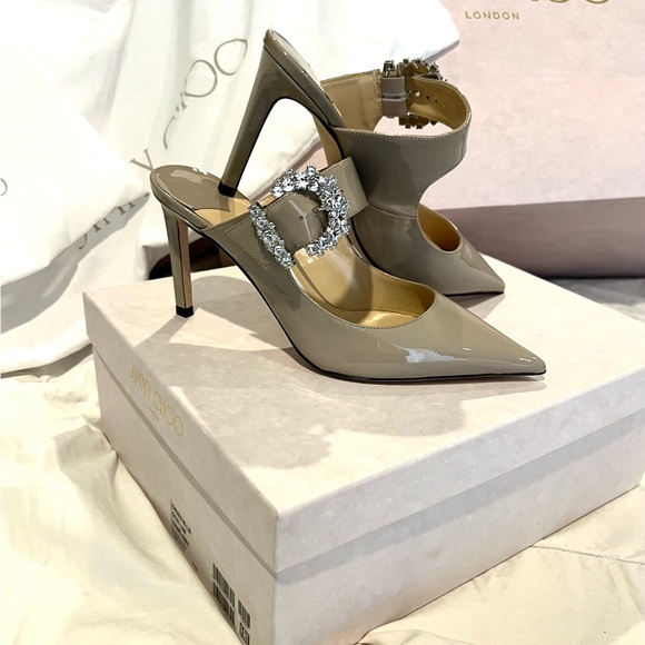 Jimmy Choo Patent Leather Mules with Crystal Buckle size 6 or 36 - Picture 4 of 14